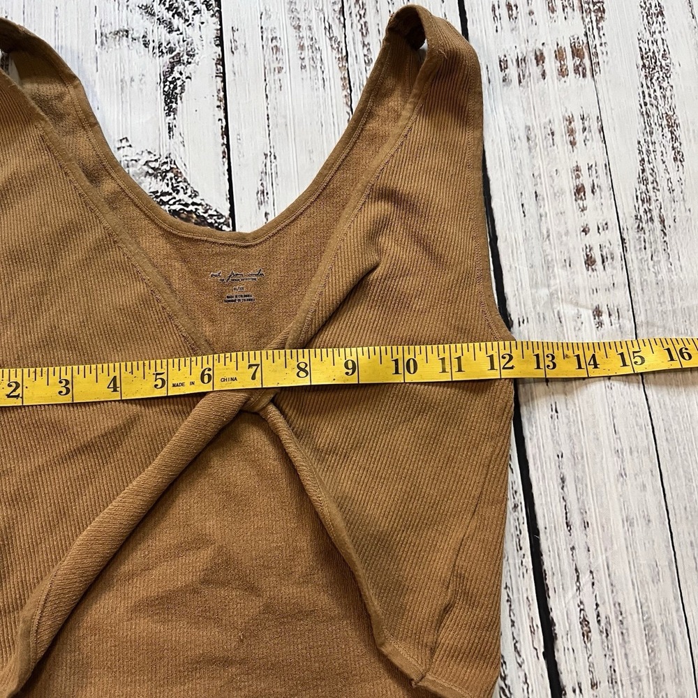 Out From Under Urban Outfitters Women's XL Brown Ribbed Knit Cropped Tank Top - Picture 3 of 5